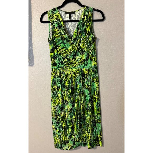 BCBGMaxAzria Meri Dress Black Green S Small Sleeveless Colorful Stretch Sheath - Picture 8 of 10